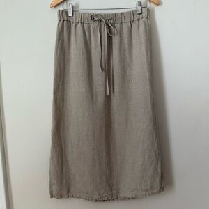 Eileen fisher beige midi slip on skirt size XS 100% linen